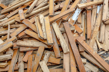 A pile of old parquet after dismantling