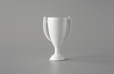 Champion white trophy on gray background