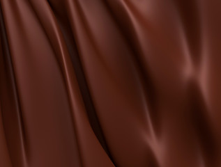 Abstract Dark Chocolate Background. Beautiful Satin Fabric for Drapery Abstract Texture. Brown Silk.