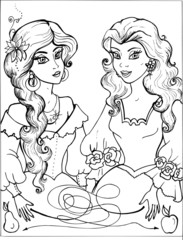 Fototapeta na wymiar coloring book. princess. puzzles. tales 22