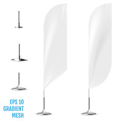 Realistic white banner flags 3d mockup.