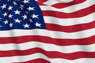 United States Flag Close Up Illustration. Waving flag of USA