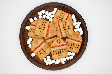 Wonderful And Delicious Cookies With Marmalade In The Form Of A One-Story House.