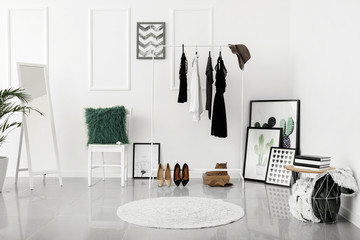 Stylish interior of female dressing room