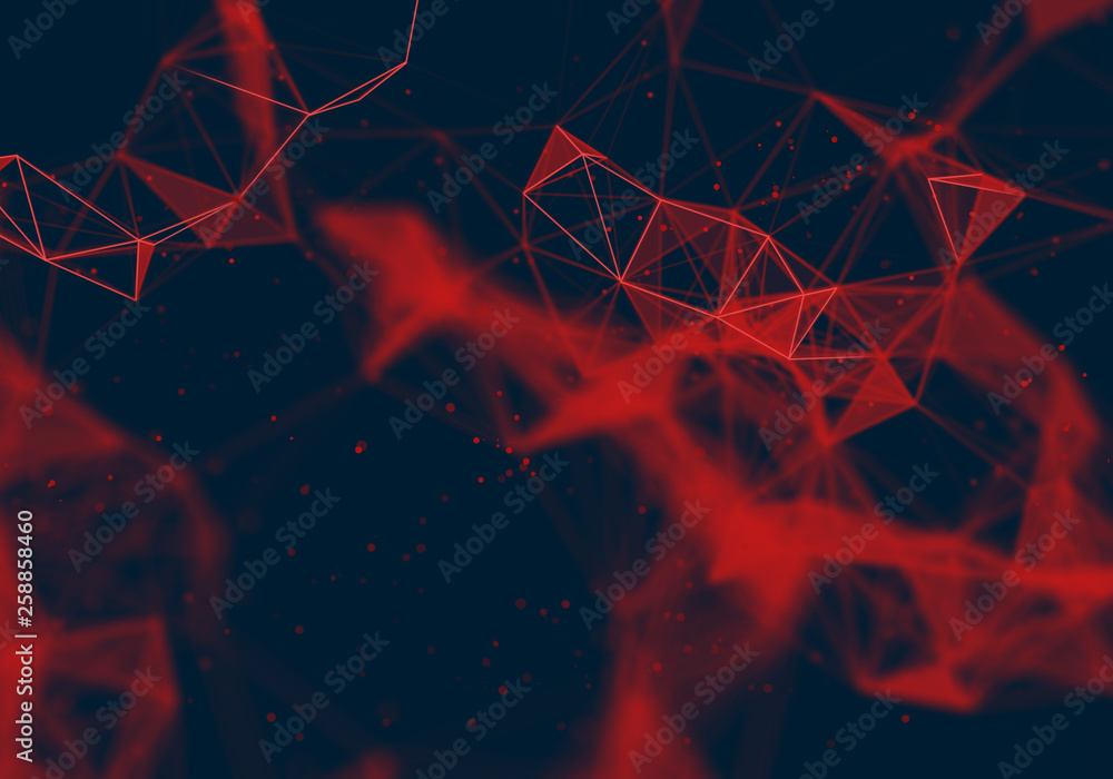 Aufkleber abstract polygonal dark red low poly background. connecting dots and lines in triangles structure. i