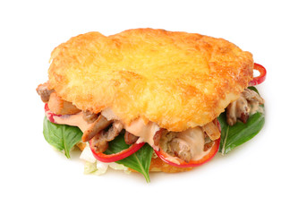 Tasty doner kebab on white background