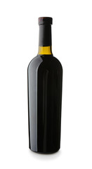 Bottle of tasty wine on white background