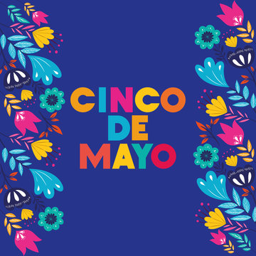 Cinco De Mayo Card With Floral Frame