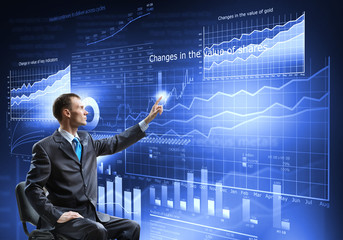 Businessman using media interface