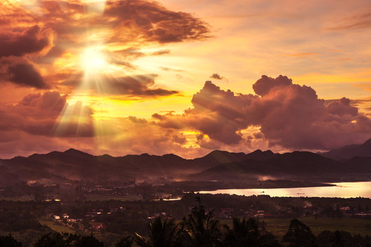 Landscape  at the Island of Leyte by Sunset