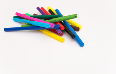 Multi-colored felt-tip pen for drawing in school or at home on a white background