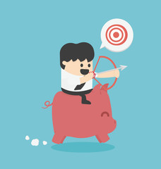 Concept cartoon businessman to reach his goal