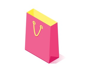 Colorful shopping bag icon. Vector illustration in flat isometric 3D style.