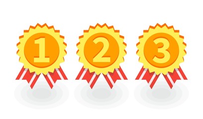 Gold Medal icon. Vector illustration in flat minimalist style.