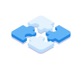 Puzzle icon. Vector illustration in flat isometric 3D style. - obrazy, fototapety, plakaty