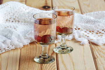 Russian homemade liquor with vodka and cranberry