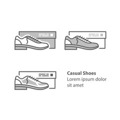 Fototapeta premium Low men's shoes with heel, casual shoes, side view with box