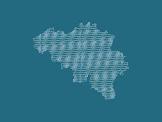 Belgium vector map using white binary digits on dark background to mean digital country and the advancement of technology illustration