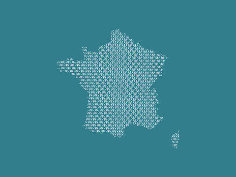 France vector map using white binary digits on dark background to mean digital country and the advancement of technology illustration