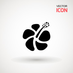 Hibiscus flower, icon. Hibiscus icon isolated on white background. Vector art.