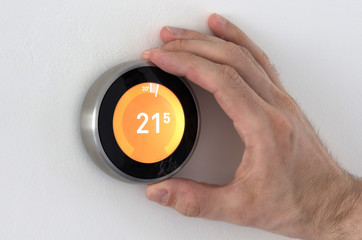 Digital climate thermostat controlling by hand