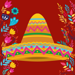 cinco de mayo card with flowers and hat