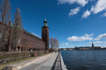 An sunny spring day, at the Town City Hall government in Stockholm,