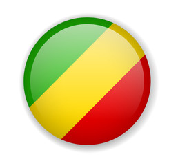 Congo flag round bright icon on a white background