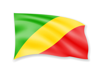 Waving Congo flag on white. Flag in the wind.