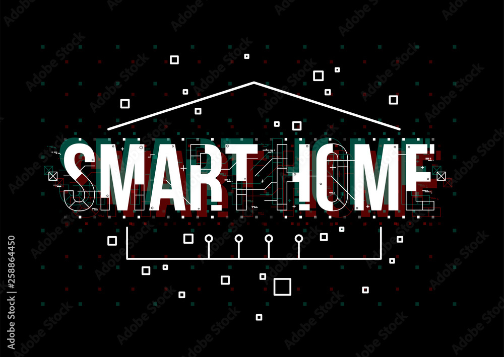 Fototapete smart home. conceptual layout with hud elements for print and web. lettering with futuristic user in