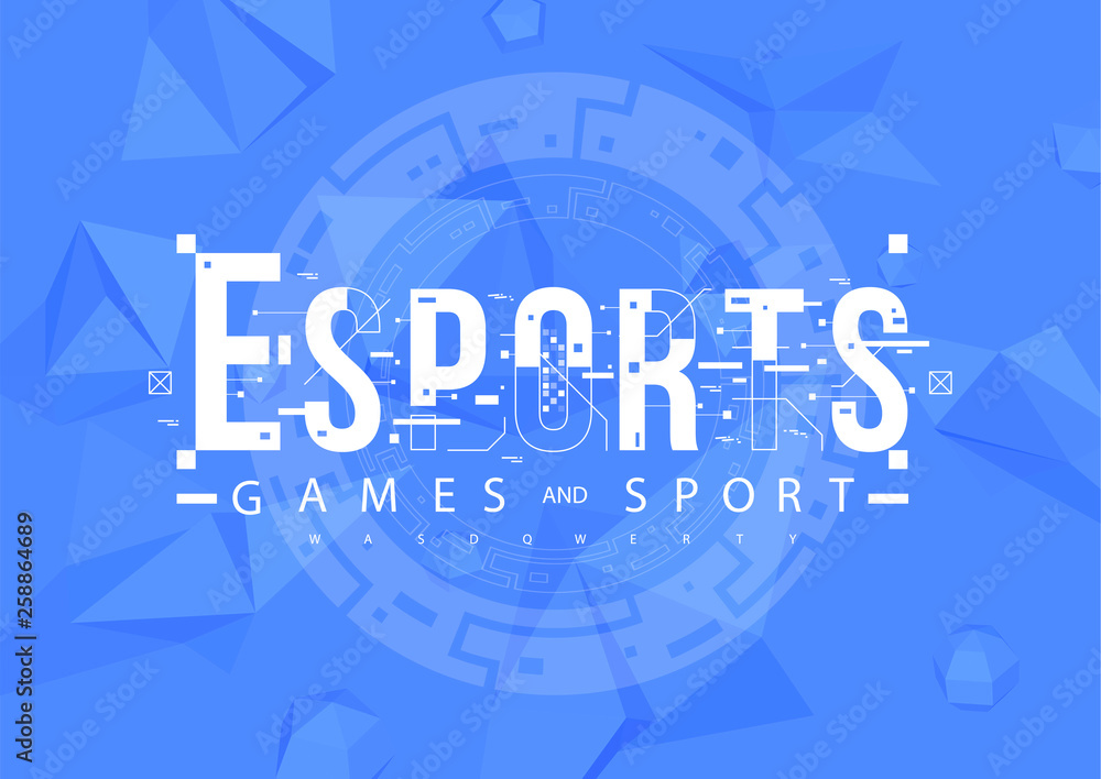 Fototapete esports. conceptual layout with hud elements for print and web. lettering with futuristic user inter
