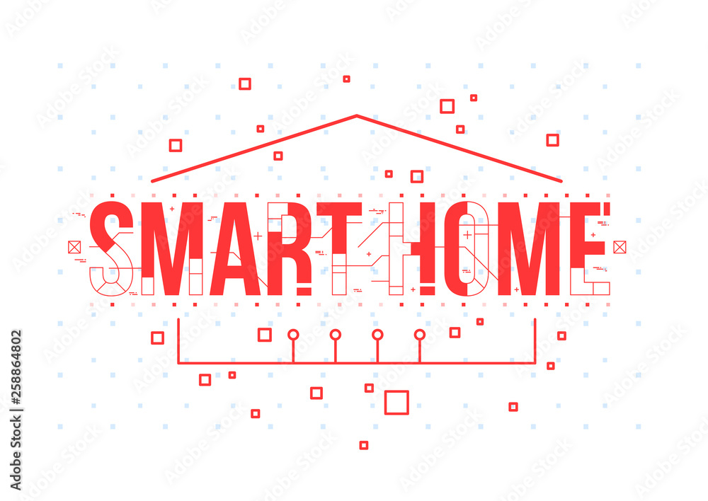 Fototapete smart home. conceptual layout with hud elements for print and web. lettering with futuristic user in