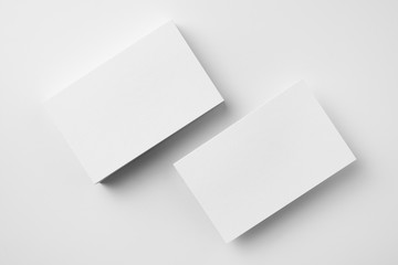 top view of 2 business card isolated on white