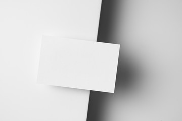 top view of business card isolated on white