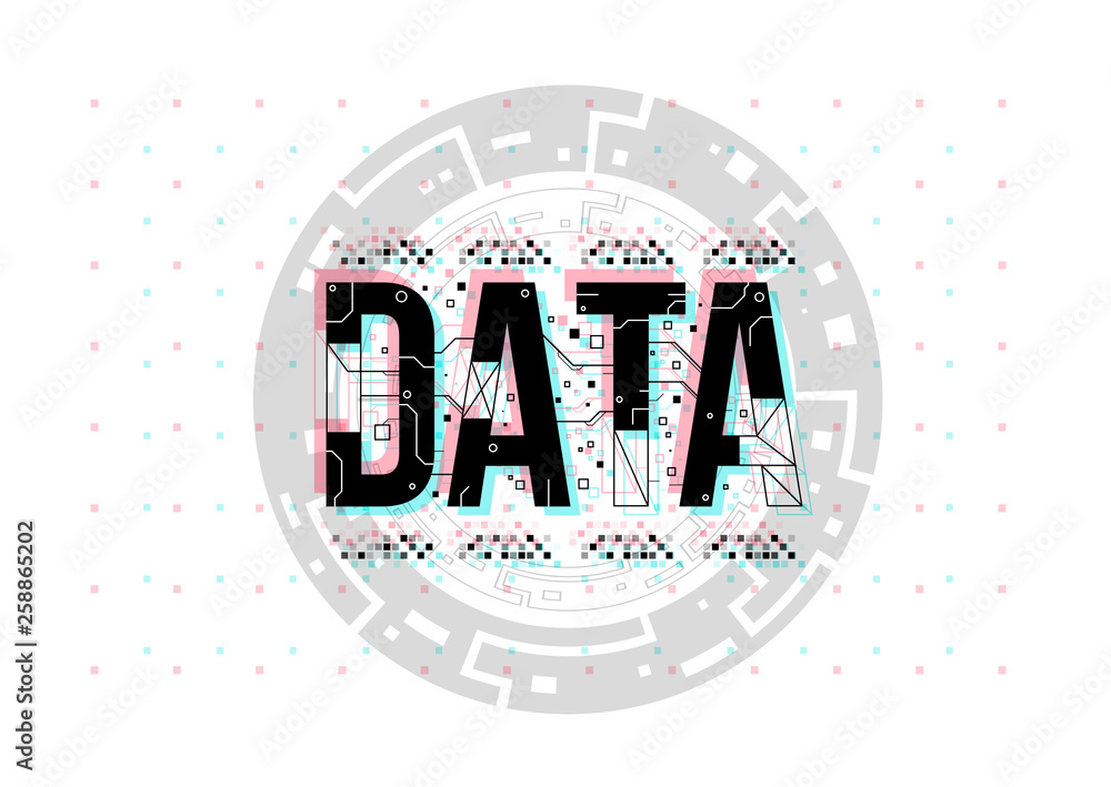 Poster Big Data. Conceptual Layout with HUD elements for print and web. Lettering with futuristic user interface elements.