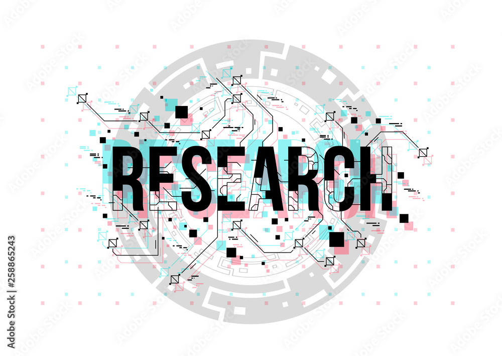 Fototapete Research. Conceptual Layout with HUD elements for print and web. Lettering with futuristic user interface elements.