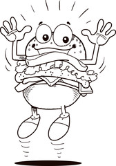 happy hamburger drawing