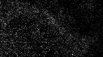 White Grainy Texture Isolated On Black Background. Dust Overlay. Light Coloured Noise Granules. Snow Vector Elements. Digitally Generated Image. Illustration, Eps 10.