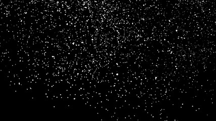 White Grainy Texture Isolated On Black Background. Dust Overlay. Light Coloured Noise Granules. Snow Vector Elements. Digitally Generated Image. Illustration, Eps 10.