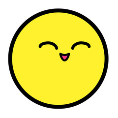 Flat kawaii emoji face. Cute funny cartoon character. Simple line art expressions web icon. Emoticon sticker. Vector graphic illustration.