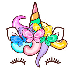 Kawaii cute unicorn horn, funny colorful  cartoon.