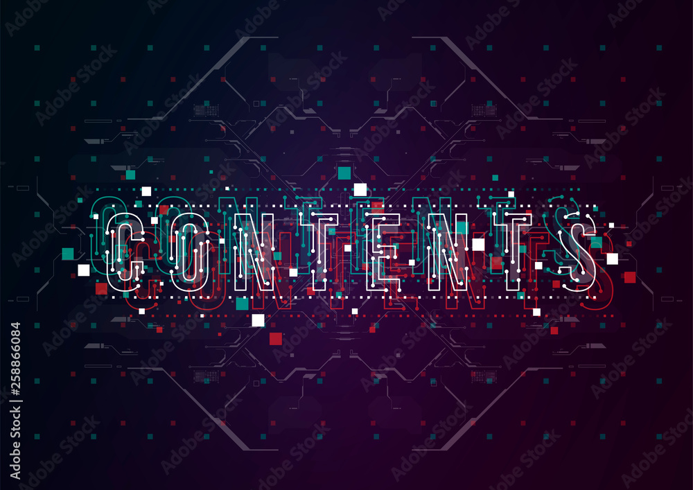 Poster Contents. Conceptual Layout with HUD elements for print and web. Lettering with futuristic user interface elements.