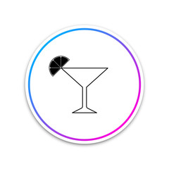 Martini glass icon isolated on white background. Cocktail with lime symbol. Circle white button. Vector Illustration