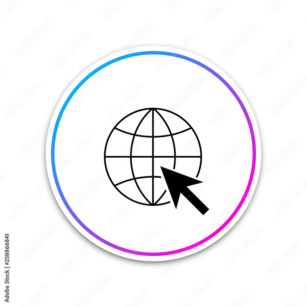 Poster go to web icon isolated on white background. globe and cursor. website pictogram. world wide web sym
