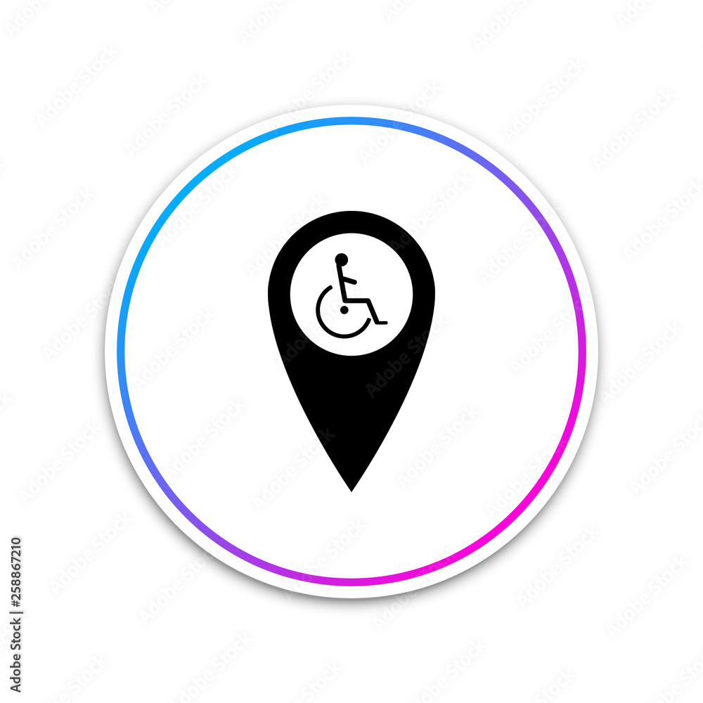 Poster disabled handicap in map pointer icon isolated on white background. invalid symbol. circle white but