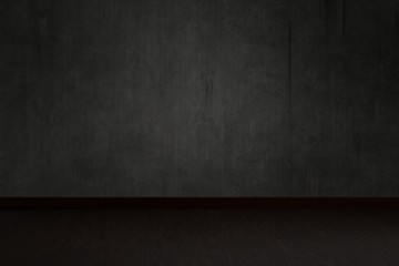 empty room with old cement wall and wooden floor