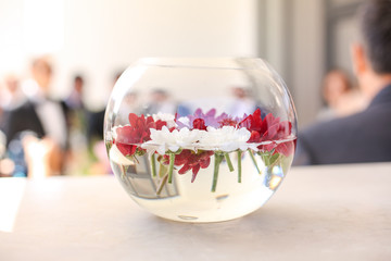 Bowl with flowers floating