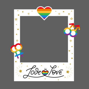 Vector pride frame LGBT symbols Love rainbow