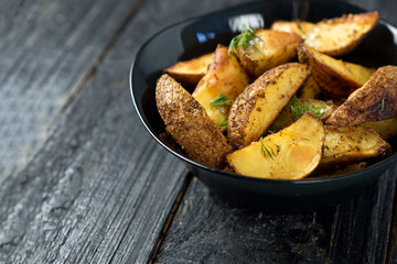 country potatoes fried with copyspace