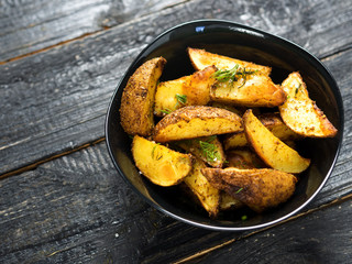 country potatoes fried with copyspace